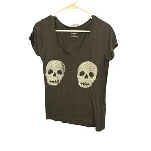 Express Black Skull Print‎ T-Shirt S
